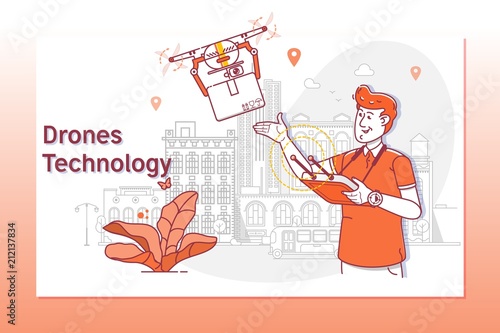 Creative website template of Drone delivery service