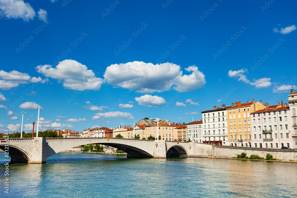 Pont Bonaparte across the Saone river in Lyon Pont Bonaparte across the Saone river in Lyon
