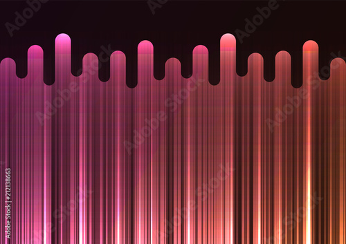 pink melt line overlap in dark background, layer motion backdrop, simple technology template, vector illustration