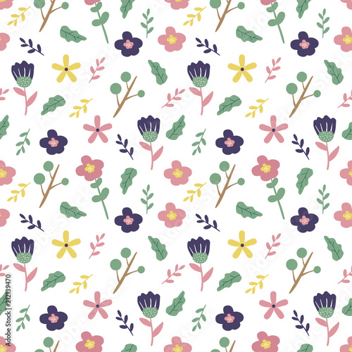 Wallpaper Mural Seamless pattern with florals Torontodigital.ca