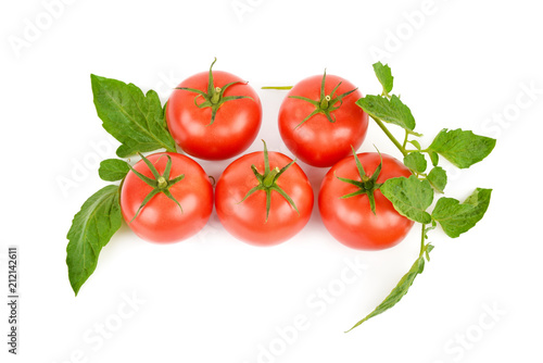 Fresh appetizing tomatoes isolated on white background.