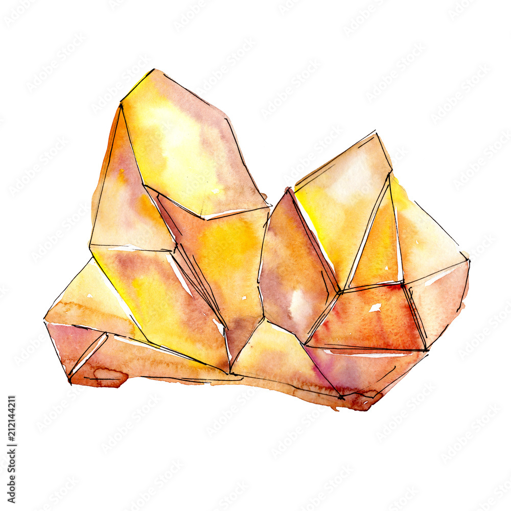 Orange Diamond Rock Jewelry Mineral Geometric Quartz Polygon Crystal Stone Mosaic Shape Amethyst Gem Stock Illustration Adobe Stock