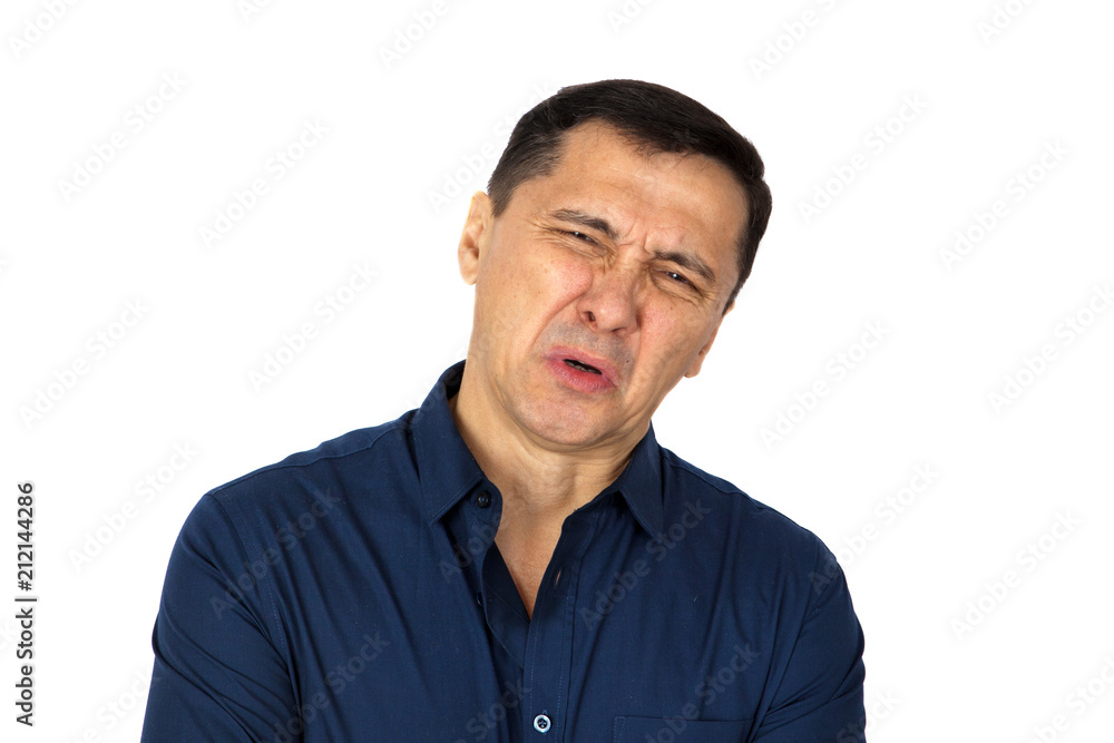 Disgusted man with unhappy face. The concept of disgust emotions Disgusted man with unhappy face. The concept of disgust emotions