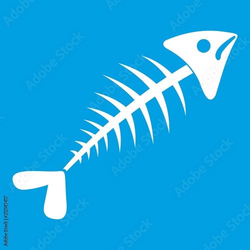 Fish bone icon white isolated on blue background vector illustration