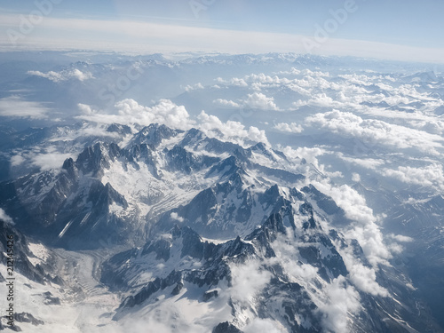 Aerial view of the Alps mountains