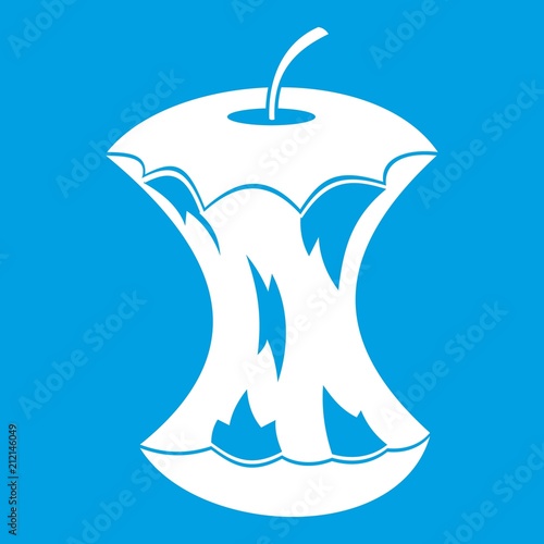 Apple core icon white isolated on blue background vector illustration