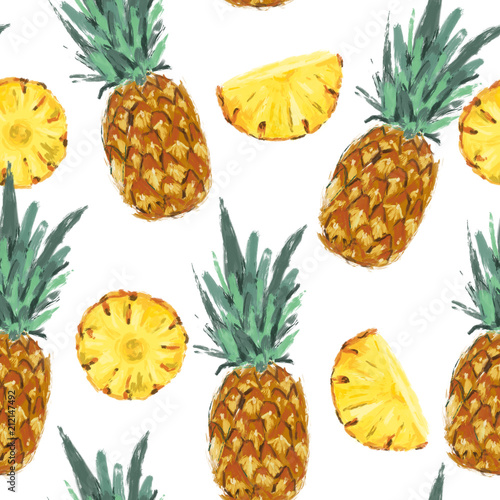 Seamless summer pineapple abstract pattern