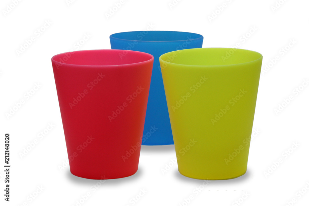 Colorful plastic glasses isolated on white background Colorful plastic glasses isolated on white background