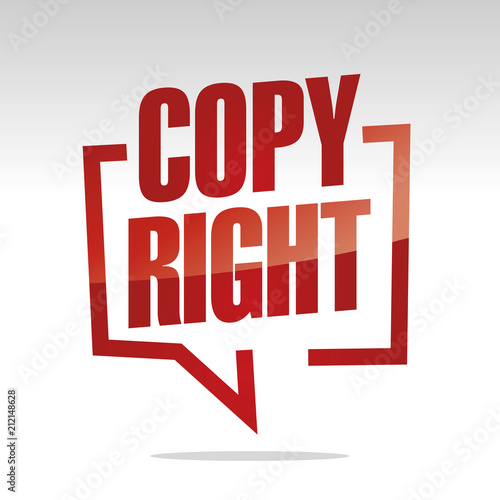 Copyright in brackets speech red white isolated sticker icon