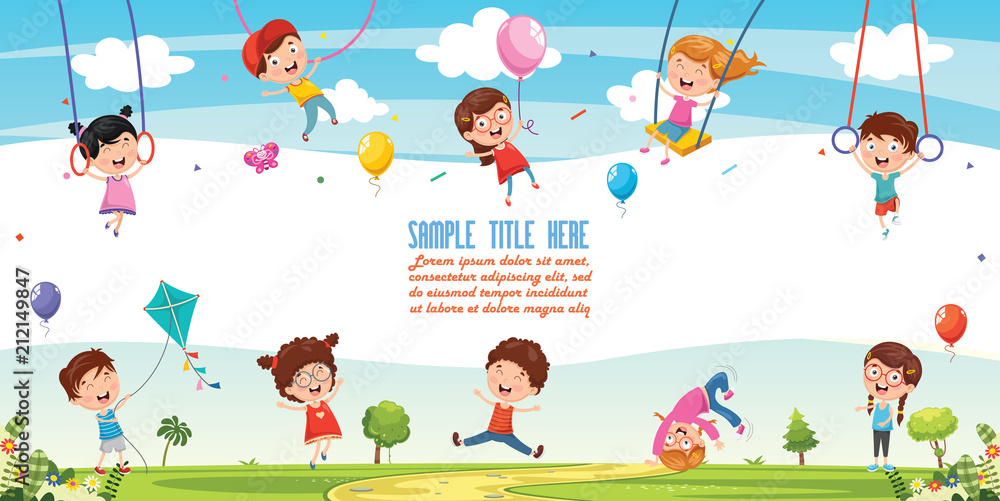 Fototapeta premium Vector Illustration Of Children Background 
