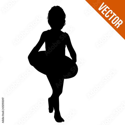 Little girl silhouette with lifebuoy