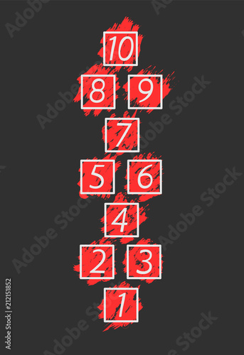 illustration with hopscotch game. Children street game