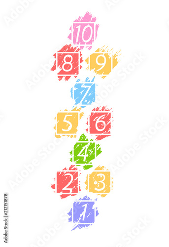 illustration with hopscotch game. Children street game
