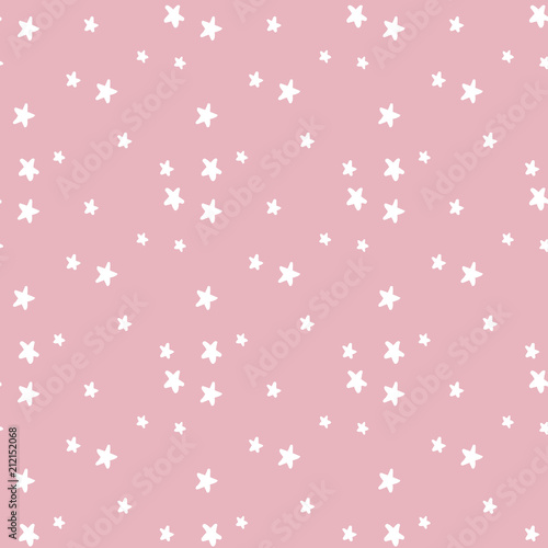 Vector Seamless Hand Drawn Star Pattern in Pink