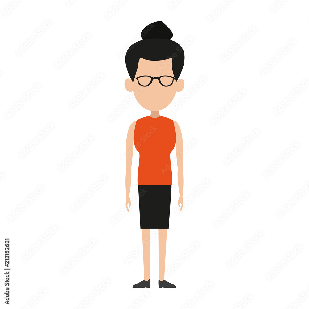Woman with glasses cartoon isolated vector illustration graphic design