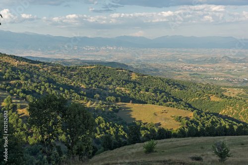 Sunset Landscape of Ograzhden Mountain and Petrich Valley, Blagoevgrad Region, Bulgaria