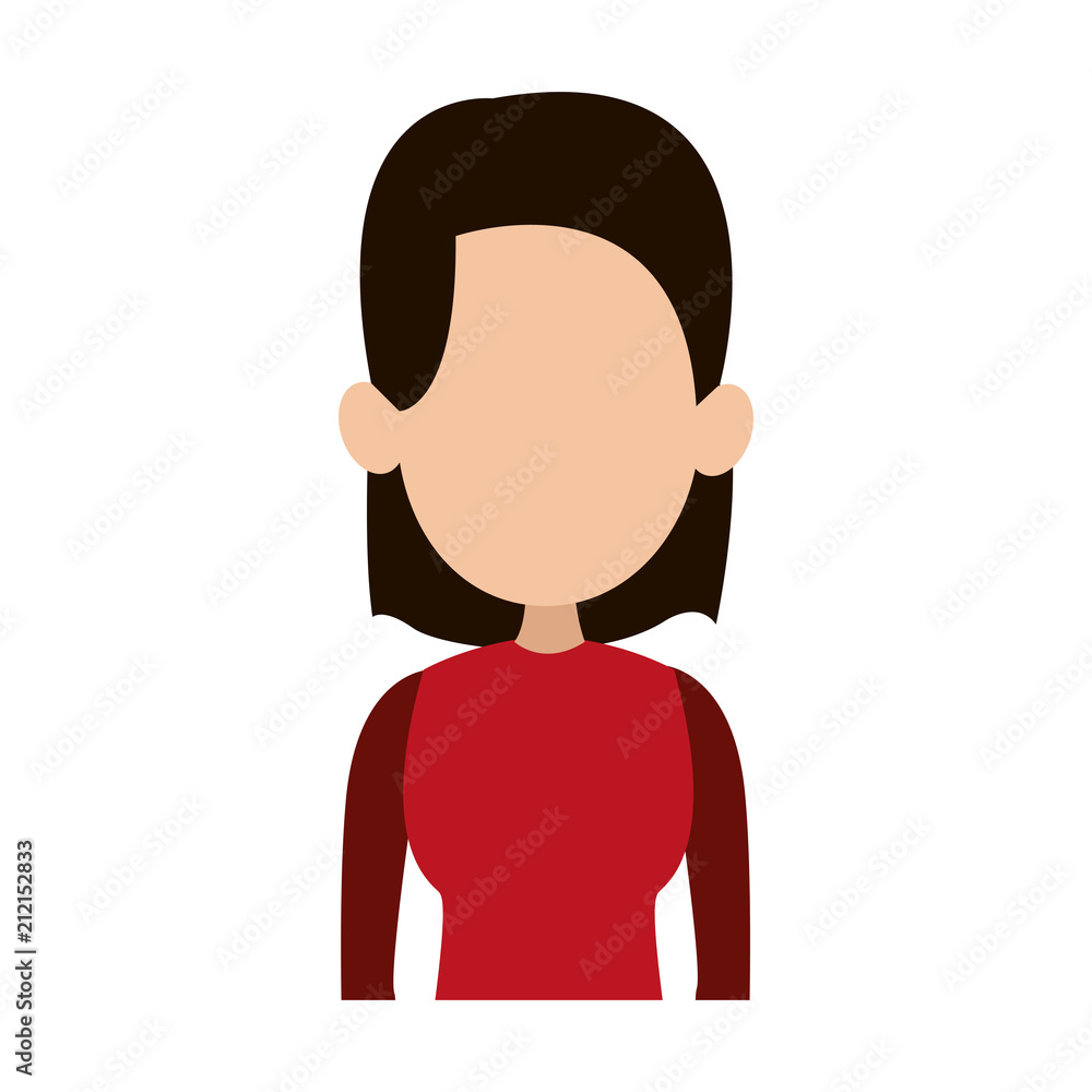 Young woman faceless profile vector illustration graphic design