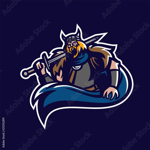 barbarian viking knight esport gaming mascot logo template