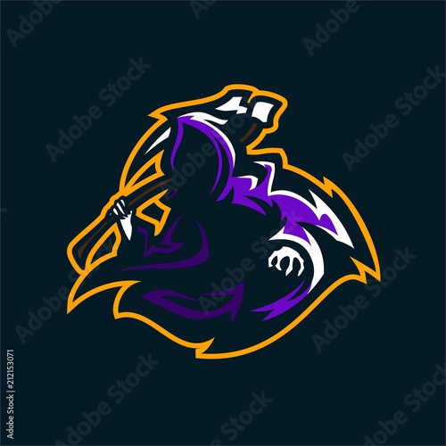 grim reaper esport gaming mascot logo template