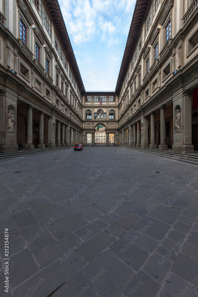 ancient archetecture on street in Florence, italy