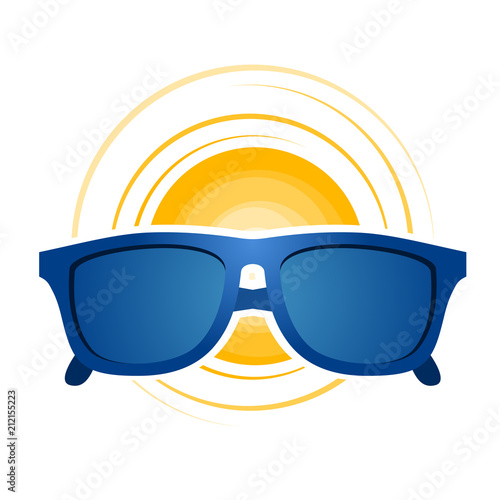 blue sunglasses and sun