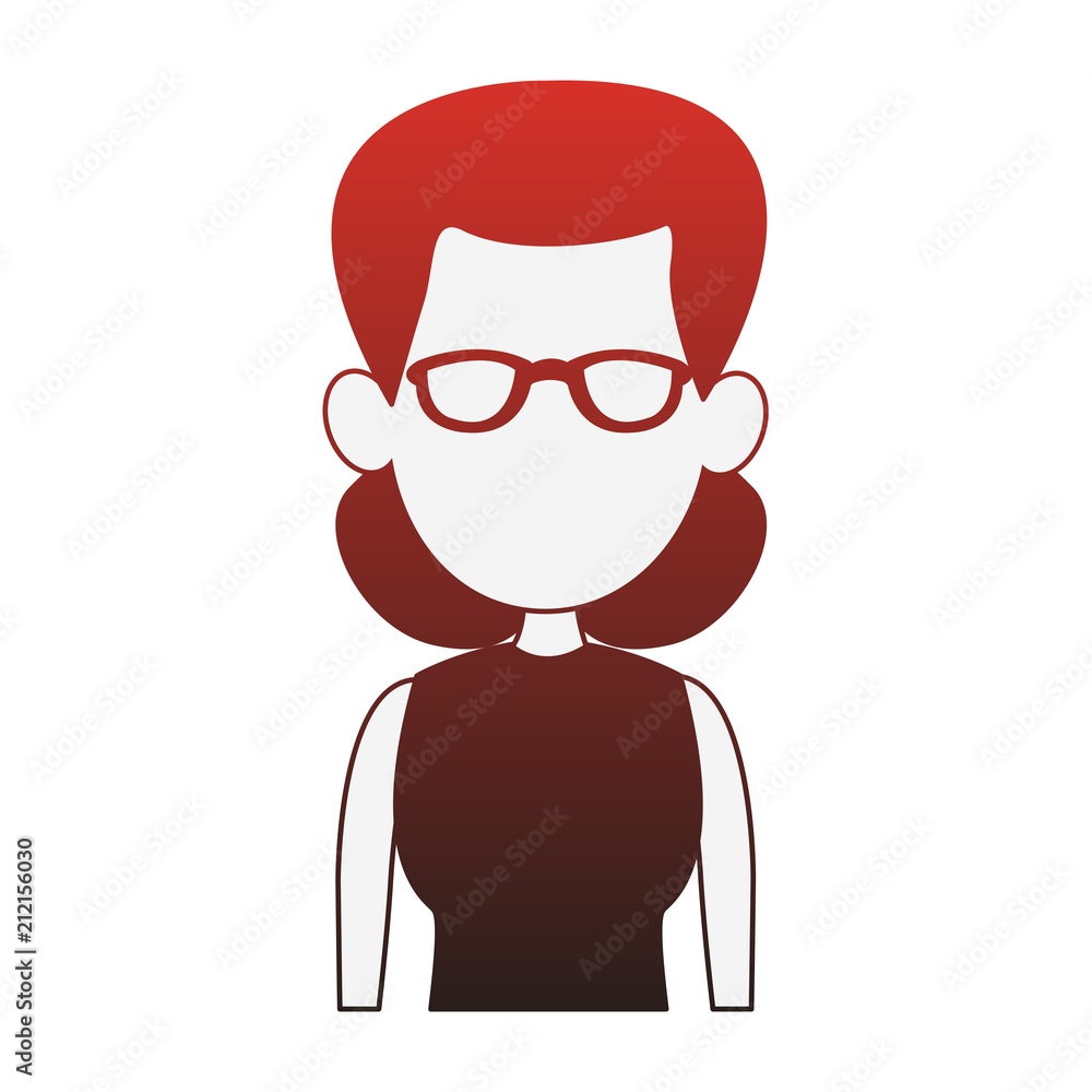 Young woman faceless with glasses profile vector illustration graphic design