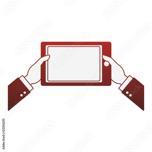 Hands controlling drone from tablet vector illustration graphic design