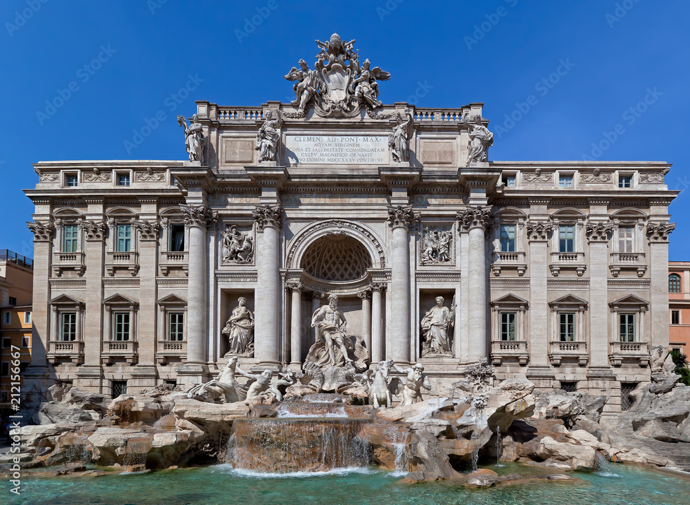 Famous Trevi Fountain in Rome, Italy