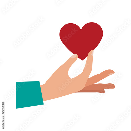 Hand with lovely hearts vector illustration graphic design
