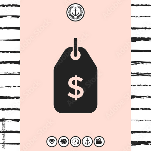 Tag with dollar symbol. Price tag icon for download