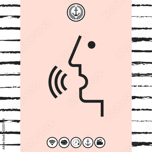 Voice control, person talking - icon