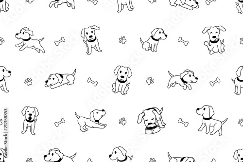 Vector cartoon character labrador dog seamless pattern