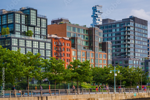 Photography Buildings along the Hudson River Greenway in Tribeca, Manhattan, New York City