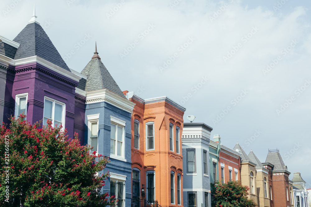 Colorful rowhouses in Washington, DC