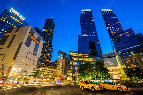 Columbus Circle at night, in Manhattan, New York City.