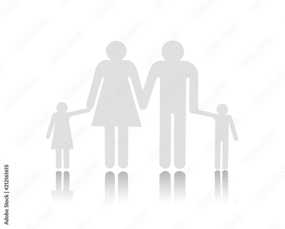 Paper cut of family isolated on white background Paper cut of family isolated on white background