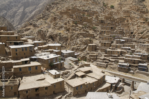 Panoramic view of Palangan, ancient Kurdish village in Iran