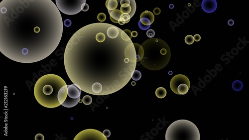 Realistic soapy colorful bubbles with black background- soap bubbles background 