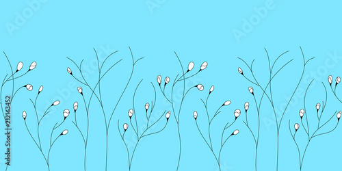 Stalks of branching flower buds, vector illustration.