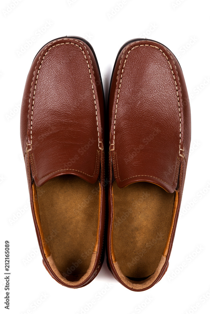 Close Up Of Pair Of Leather Shoes Isolated On White Background Close Up Of Pair Of Leather Shoes Isolated On White Background