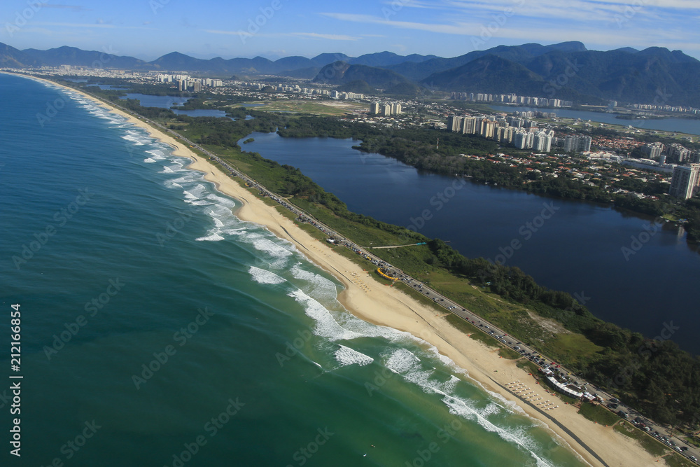 Beautiful beach of Barra da Tijuca, Rio de Janeiro Brazil, South America 