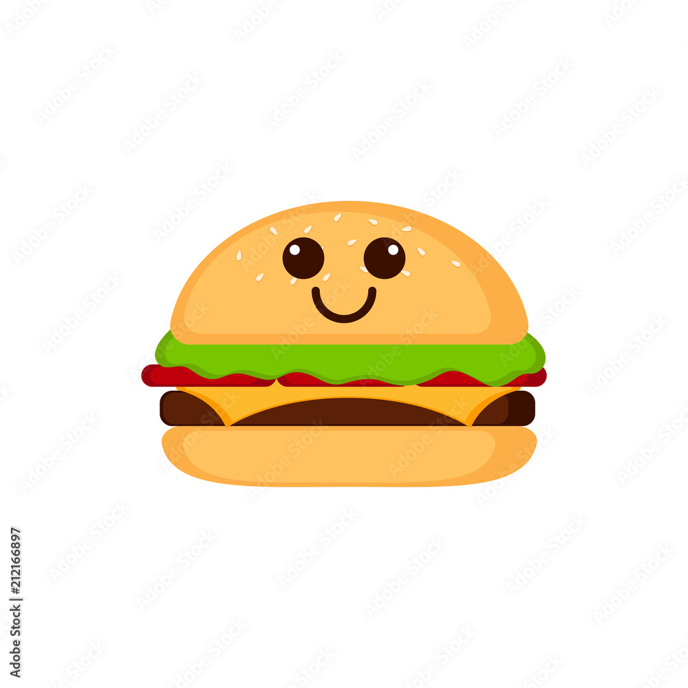 Isolated happy burger emote