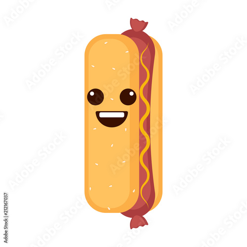 Isolated happy hot dog emote