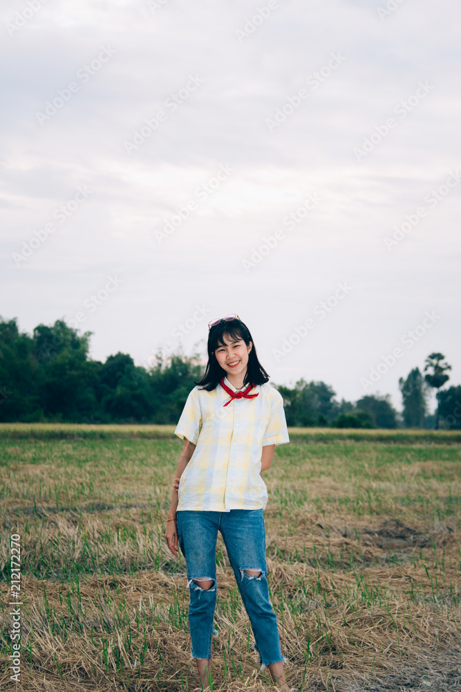 Portrait of beautiful Asian girl, outdoor shot