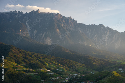 Kinabalu mountain peak in a beautiful morning sunrise, Sabah, Malaysia