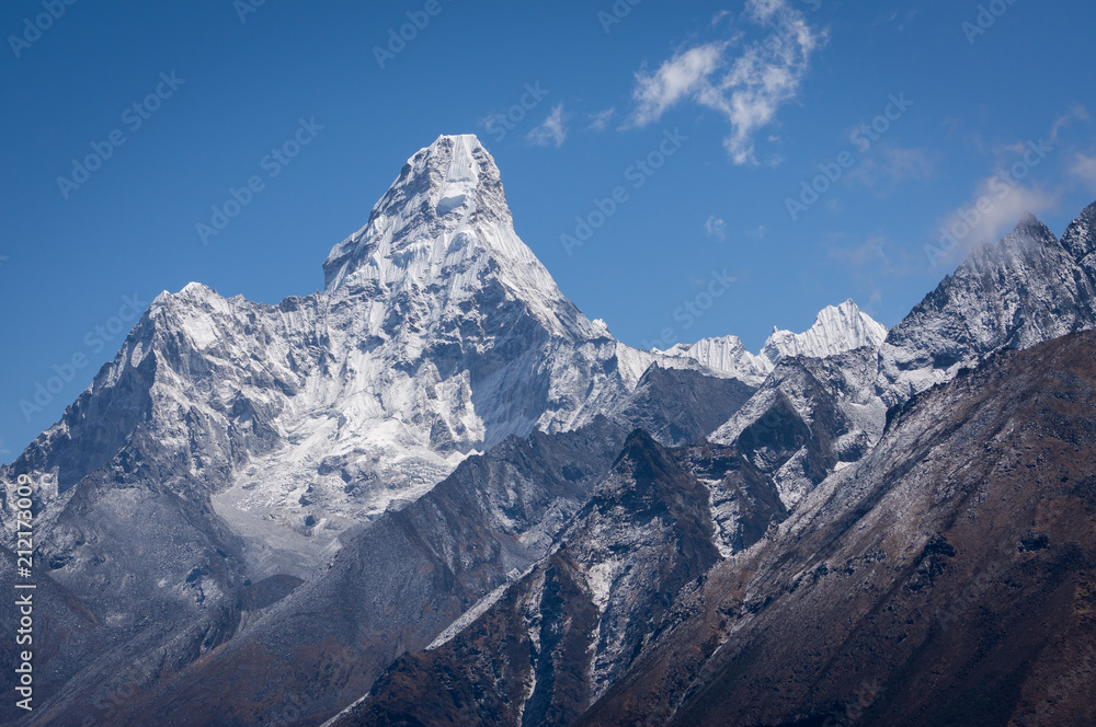 Ama Dablam mountain peak, the most famous peak in Everest region, Nepal