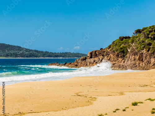 Zenith Beach, NSW, Australia, showing the sandy beach with surf.