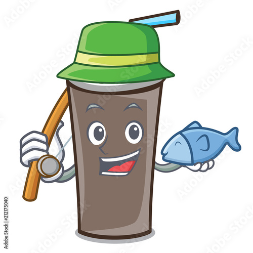 Fishing ice chocolate mascot cartoon