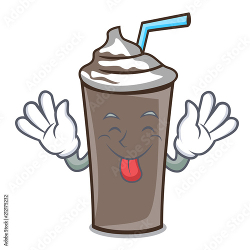 Tongue out ice chocolate mascot cartoon