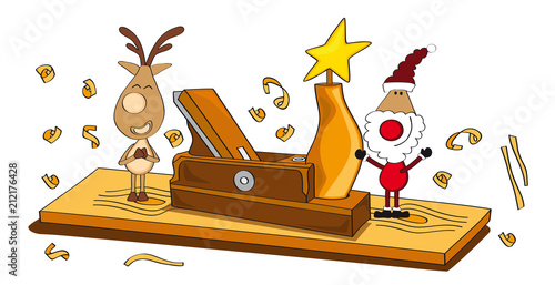 Weihnachten Tischlerei, Handwerk, Holz, Holzindustrie Banner, Weihnachtskarte, Hintergrund weiss - quadratisch, cartoon-IT
